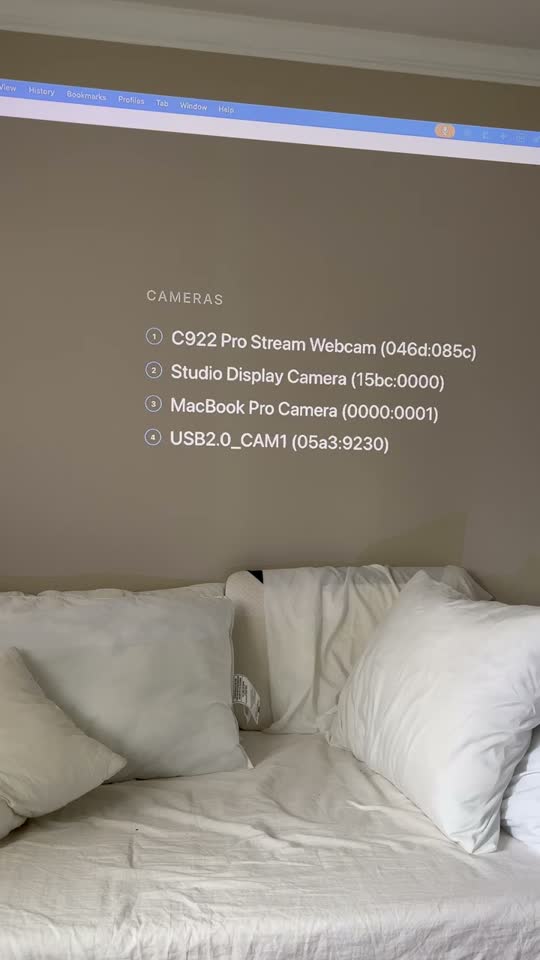 Camera list on the wall