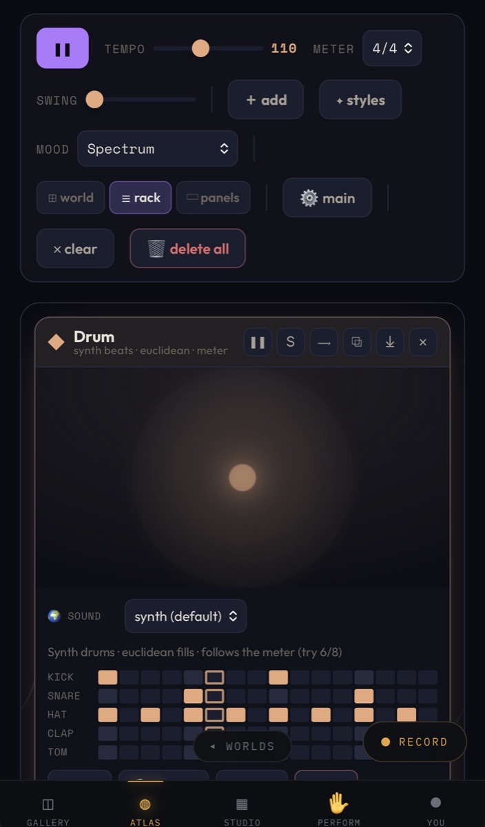 The rack — euclidean drum panel