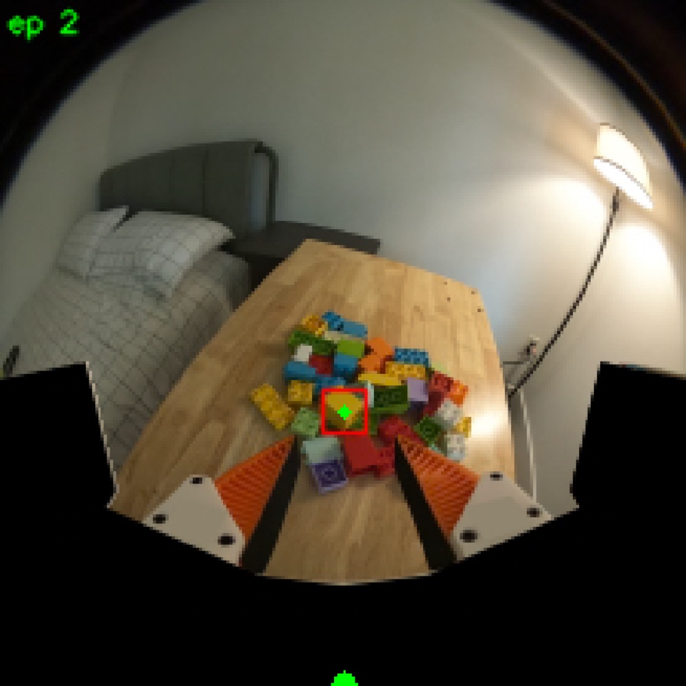Fisheye gripper-camera view with target detection